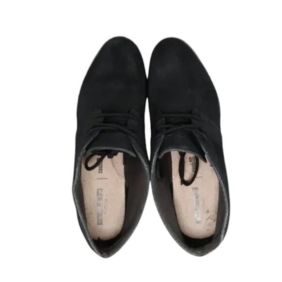 Clarks Shoes Women 7.5 Bootie Wedge Fashion Comfort Leather Classic Chukka Black - Picture 6 of 12